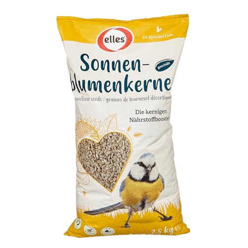 Elles geschälte Sonnenblumenkerne 6 x 2,5 kg I Kerniger Nährstoffbooster für Wildvögel I Energiereich | Ideales Ganzjahresfutter | Saubere Fütterung für Balkon & Terrasse von Elles