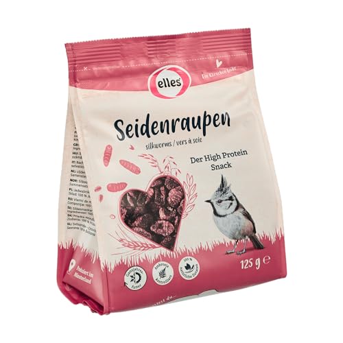 Elles Seidenraupen 125g Protein Delikatesse für Wildvögel | 100% natürliches Ganzjahresfutter | Ideal zur Ganzjahresfütterung | Proteinreich | Schalenfrei von Elles