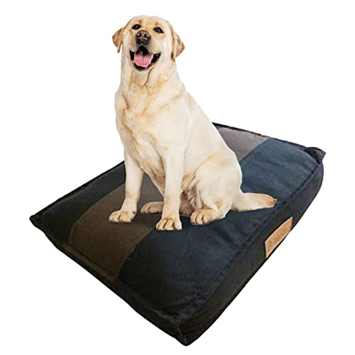 Ellie-Bo 71 x 48 x 10 cm, mittelgroßes Hundebett mit gestreiftem Bezug in Schwarz und Braun für 76,2 cm Hundekäfig/Käfig von Ellie-Bo