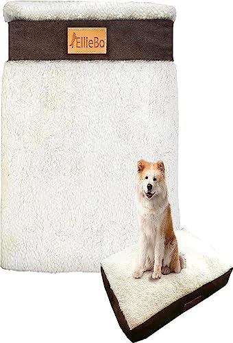 Ellie-Bo Ersatz Hundebett Cover mit Faux Wildleder und Schaffell, 100 x 66 cm, Large, Braun von Ellie-Bo