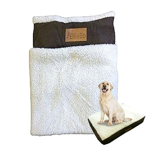 Ellie-Bo Ersatz Hundebett Cover mit Faux Wildleder und Schaffell, 122 cm, 117 x 75 cm, 2 x große, braun von Ellie-Bo