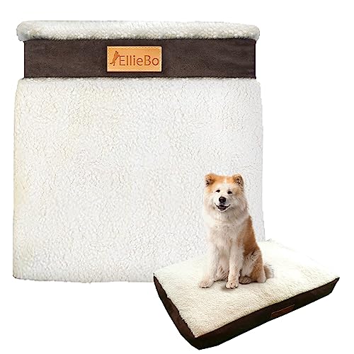 Ellie-Bo Ersatz Hundebett Cover mit Faux Wildleder und Schaffell, 87 x 57 cm, groß, Braun von Ellie-Bo