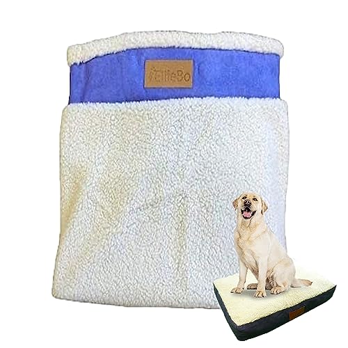 Ellie-Bo Ersatz-Überzug für Hundebett, Velourslederimitat und Schaffell, 107 cm, XL, Blau von Ellie-Bo