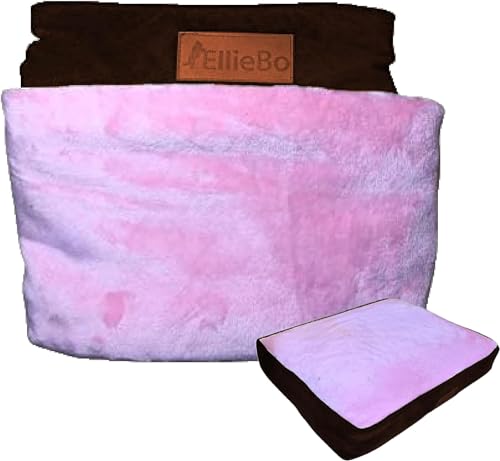 Ellie-Bo Hundebett Bezug in Cord mit Kunstfell Topping, 56 x 41 cm, Klein, Braun/Rosa von Ellie-Bo