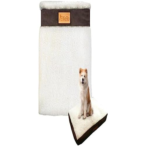 Ellie-Bo Hundebett Cover mit Faux Wildleder und Schaffell, 117 x 75 cm, 2 x groÃŸe, braun von Ellie-Bo