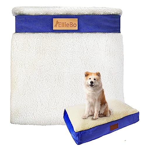 Ellie-Bo Hundebett Cover mit Faux Wildleder und Schaffell, 56 x 41 cm, Klein, Blau von Ellie-Bo