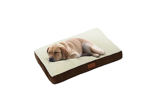 Ellie-Bo Hundebett für Innen, Matratze weich und waschbar, Bezug aus Kunst-Velours und Schaffell, Füllung: Polyesterfaser, für 107-cm-Hundekäfig, Größe XL: 100 x 66 x 10 cm, in Braun und Weiß Ellie-Bo Hundebett für Innen, Matratze weich und waschbar, Bezug aus Kunst-Velours und Schaffell, Füllung: Polyesterfaser, für 107-cm-Hundekäfig, Größe XL: 100 x 66 x 10 cm, in Braun und Weiß von Ellie-Bo