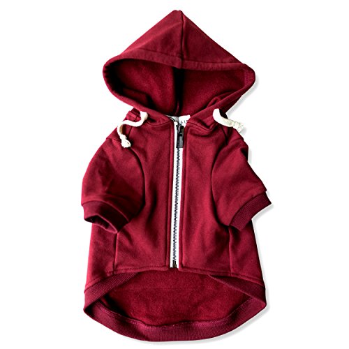 Ellie Hund tragen Maroon Rot Adventure Zip Up Dog Hoodie mit Klettverschluss Taschen und verstellbarer Kordelzug Kapuze – in extra klein bis extra groß. Bequem und vielseitig Hund Hoodies von Ellie Dog Wear