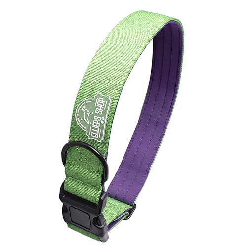 Ellieps Shop Strapazierfähiges Hundehalsband, 2,5 cm / 3,8 cm breit, Premium-Nylon-Halsband mit weicher Neopren-Polsterung, zweifarbig, verstellbar, für kleine, mittelgroße und große Rassen von Ellieps Shop