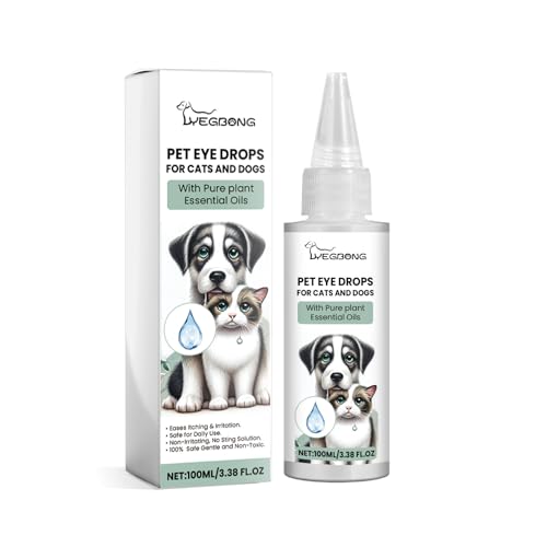 Ellisalano Pet Eye Drops für Katzen und Hunde zur Entfernung von Tränenflecken zur Linderung von Augenjucken Sanfte Reinigungstropfen (100ML) von Ellisalano