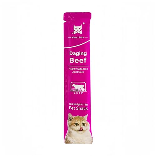 Leckere Katzensnacks für die Gewichtszunahme und zum Füllen der Backen - feuchte Katzenleckerbissen in Sticksform (5PCS, Rindfleisch) von Ellisalano