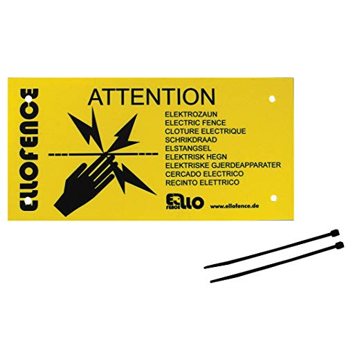 Ellofence Warnschild 4-er Set „Vorsicht Elektrozaun“ international von Ellofence