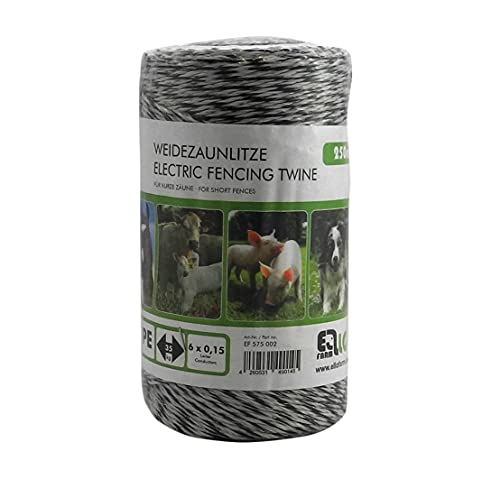 Weidezaunlitze Ellofarm 6 Leiter Nirosta, 250m, schwarz/Weiss von Ellofence