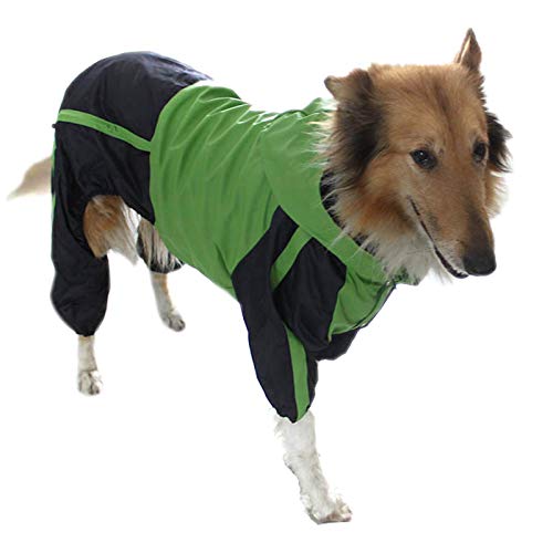 Elonglin Regenjacken für Hunde Regenmantel wasserdicht mit Kapuze Poncho für große mittlere Kleine Hund B Grün L-XL von Elonglin