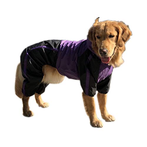 Elonglin Regenjacken für Hunde Regenmantel wasserdicht mit Kapuze Poncho für große mittlere Kleine Hund B Lila L-XL von Elonglin