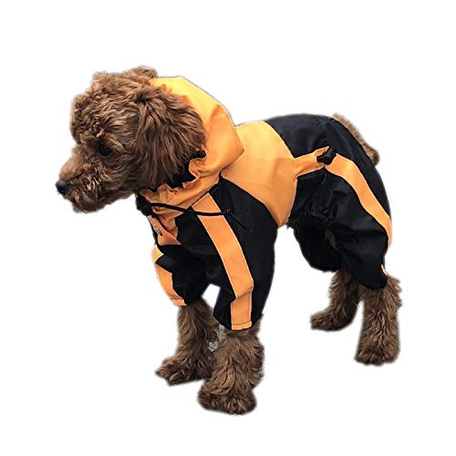 Elonglin Regenjacken für Hunde Regenmantel wasserdicht mit Kapuze Poncho für große mittlere Kleine Hund B Orange L-L von Elonglin