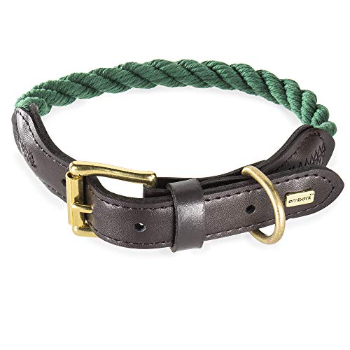 Embark Pets Country Dog Hundehalsband, geflochtene Baumwolle und Leder-Finish, klein, mittel, groß und extra groß, Welpenhalsband, langlebig und robust für Training, Spazierengehen, Laufen von Embark Pets