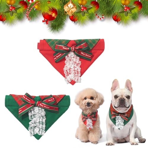 2 Stück Halstuch Hund Haustier Dreieck Lätzchen Einstellbare Hund Halstuch Bohemia Fliege Bandana Weihnachten Haustier Kostüm für Kleine Mittelgroße und Große Hunde von Embhlitfe