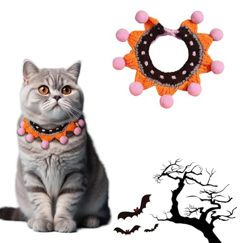 Halloween Katzenkostüm Katzen Hut Haustier Kürbishut Lila Schal Kostüm für Katzen Haustiere Bis 6 kg für Katzen Haustierkleid Cosplay Bekleidung Halloween Party (Schal) von Embhlitfe