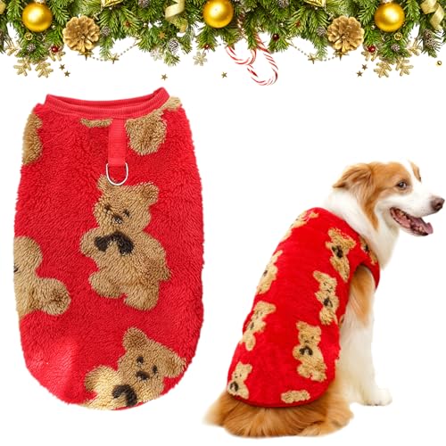 Hunde-Weihnachtsoutfit für große Hunde, Weihnachtspullover, rot, warmes Hunde-Outfit, Neujahrskleidung, Zubehör, weicher, klassischer Haustierpullover für mittelgroße und große Hunde, Corgi Pitbulls von Embhlitfe