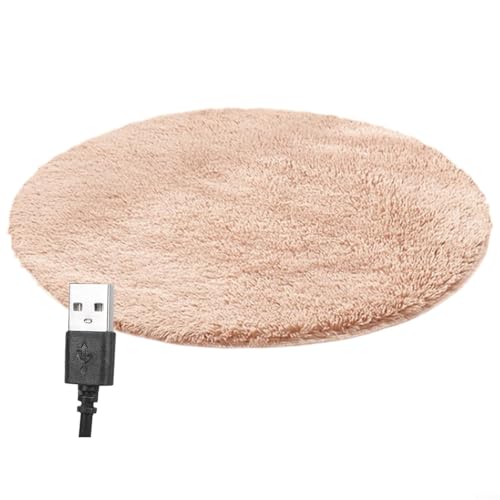 Emiif Heizkissen für Haustiere, USB-beheizte Haustiermatte, Plüsch-Heizdecke für Hunde und Katzen, konstante Temperatur, Wärmekissen, Thermostat, elektrische Heizmatte (Beige) von Emiif