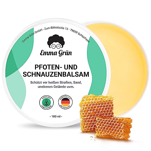 Emma Grün® Pfotenbalsam 100ml für Hunde & Katzen [mit Propolis & Bienenwachs] - Rissige Tiernasen & Pfoten brauchen diesen Pfotenschutz - Natürliche Pfotenpflege - Hundepfoten Balsam Made in Germany von Emma Grün