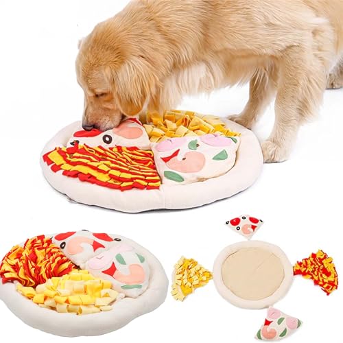 Emmi-pet Schnüffelteppich Pizza - Intelligenzspielzeug für Hunde 50x50 cm | Geruchstraining & Belltraining | langsames Fressen | maschinenwaschbar | freundliches & weiches Material von Emmi-pet