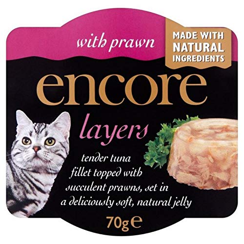 Encore 4X Zugabe-Schichten Mit Thunfisch & Garnelen Katze Topf 70G von ENCORE