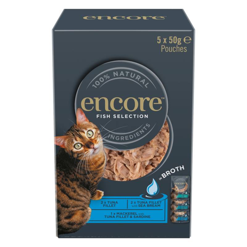 Sparpaket Encore Cat Pouch in Brühe 10 x 50 g - Fisch-Auswahl (3 Sorten) von Encore