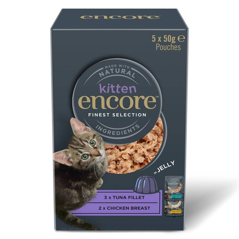 Sparpaket Encore Kitten Jelly Pouch 10 x 50 g - Feinste Auswahl (2 Sorten) von Encore