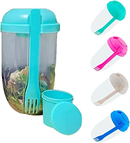 Endxedio 2022 Salad Meal Shaker Cup,Fresh Salad Cup to Go,Salad Shaker Container,Portable Fruit and Vegetable Salad Cups Container, with Fork & Salad Dressing Holder,Salad Containe (Green) von Endxedio