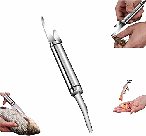 Endxedio 5 in 1 Multifunctional Shrimp Line Fish Maw Knife,Stainless Steel Shrimp Peeler, Fish Scale Remover,Portable Shrimp Cleaner Knife (1pcs) von Endxedio