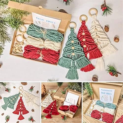 Endxedio Christmas Tree Macrame Kit, Christmas Handmade Macrame Woven Tree DIY Kit, Woven Macrame Christmas Trees DIY KIT Wall Hangings, Christmas Tree Macrame Hangings Decor (1 Set) von Endxedio