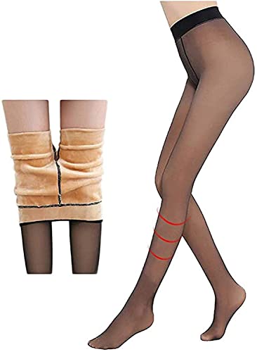 Endxedio Perfect Legs Womens Sheer Warm Fleece Tights Slim Legs Warm Fleece Lined Tights Thermal Winter Leggings (85g, Coffee) von Endxedio