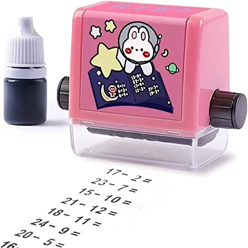 Endxedio Roller Digital Teaching Stamp,Addition and Subtraction Seal Arithmetic Artifact,Reusable Addition and Subtraction Teaching Stamp,Within 100 Teaching Math Practice Questions (Pink) von Endxedio