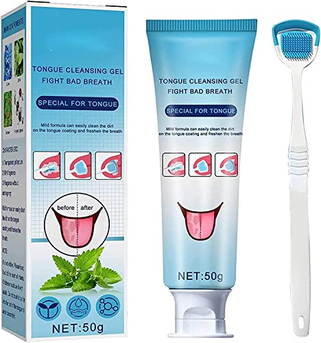 Endxedio Tongue Cleansing Gel, Tongue Cleaner Brush Kit, Scraper, Scrubber, Fight Bad Breath, Oral Deodorant, Fresh Mint, Odor Eliminator (1pcs) von Endxedio