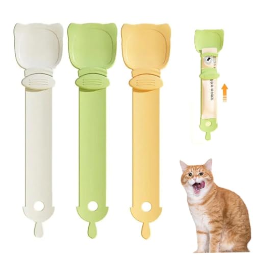 Katzenfutterstation – 3 Farben Katzenquetschlöffel, Katzen-Leckerlöffel, Katzenfutter-Löffel für Nassfutter, Happy Spoon für Katzen-Leckerli-Futterspender, Kuscheln und Miauen Happy Löffel (gemischt) von Endxedio