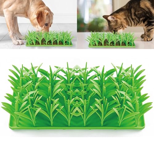 Silikon-Grasmatte für Katzen, grünes Gras, Silikon, Slow Food-Matte, Katzengrasmatte, Futterspielzeug, Katzengrasmatte für Indoor-Katzen, Silikon (1) von Endxedio