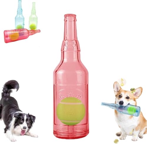 Endyniner Crunch Play Bottle Toy, Pet Bottle Interactive Toy, Interactive Dog Chew Toy with Tennis Ball, Dog Toy Water Bottle Cruncher, Interactive Bottle Toys for Dogs (Red) von Endyniner