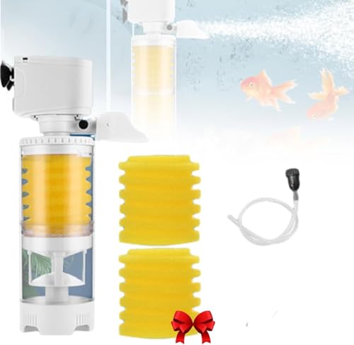 Endyniner Fishtopia Ultimate Tankfilter, 3-in-1 Biochemischer Schwammfilter für Aquarium, Filterung, Sauerstoffversorgung, Durchblutung, verstellbarer interner Aquariumfilter (20 W - 1300 l/h) von Endyniner