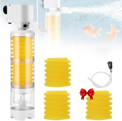 Endyniner Fishtopia Ultimate Tankfilter, 3-in-1 Biochemischer Schwammfilter für Aquarium, Filterung, Sauerstoffversorgung, Durchblutung, verstellbarer interner Aquariumfilter (25 W – 1500 l/h) von Endyniner