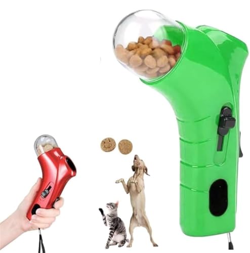 Katzen- und Hundefutter-Shooter-Pistole, Handheld-Interaktives Haustier-Snack-Katapult, lustiges Katzenball-Spender-Pistolen-Spielzeug (grün) von Endyniner