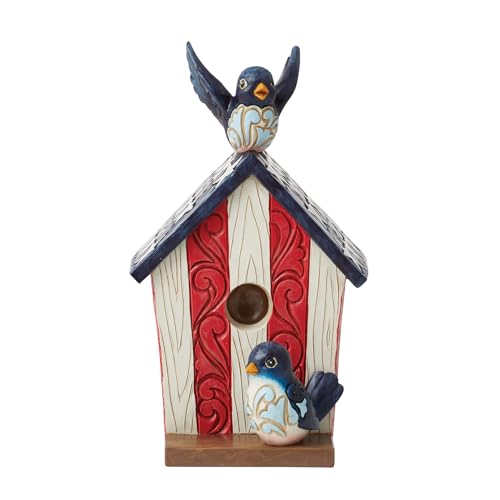 Enesco Jim Shore Heartwood Creek Four Seasons patriotische dekorative Vogelhaus-Figur, 13 cm von Enesco