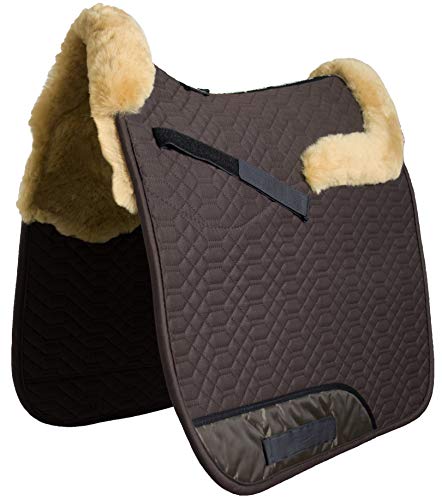 Engel Reitsport | SCHABRA4-D-MOC-CAM | Schabracke | Lammfell im Sattelbereich - Half Lined | Steppstoff | Fellkranz vorne & hinten | Dressur | Stoff Mocca braun Fell Camel von Engel Reitsport