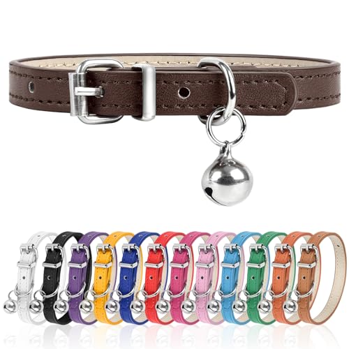 S Hundehalsband für kleine Hunde, verstellbares Hundehalsband, Katzenhalsband für kleine, mittelgroße und große Hunde, 0,95 cm Breite (Braun, S) von Engorgio