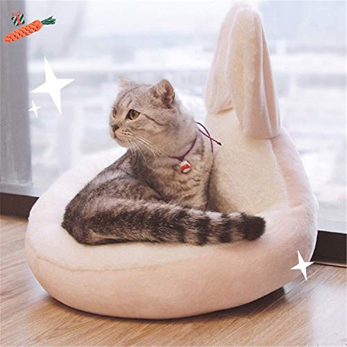 Enhome Hundebett für Katzen und Hunde mit Plüsch, Deluxe Rund in Kaninchen-Form Hundesofa Hundematte weichem rutschfest Katzenbett (M,Rosa Hase) von Enhome