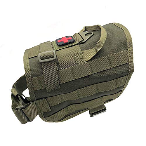 Enhome Service Hundeweste, taktisches Hundegeschirr, 1000D Heavy Duty Molle Weste Harness, Patrol Vest Packs (L,Armee grün) von Enhome