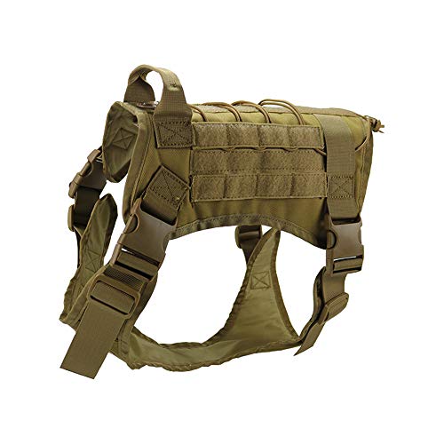 Enhome Service Hundeweste, taktisches Hundegeschirr, 1000D Heavy Duty Molle Weste Harness, Patrol Vest Packs (L?70-95cm),Khaki von Enhome