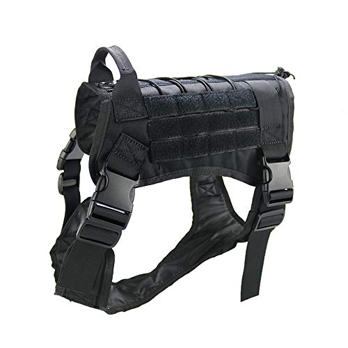 Enhome Service Hundeweste, taktisches Hundegeschirr, 1000D Heavy Duty Molle Weste Harness, Patrol Vest Packs (L?70-95cm),Schwarz von Enhome