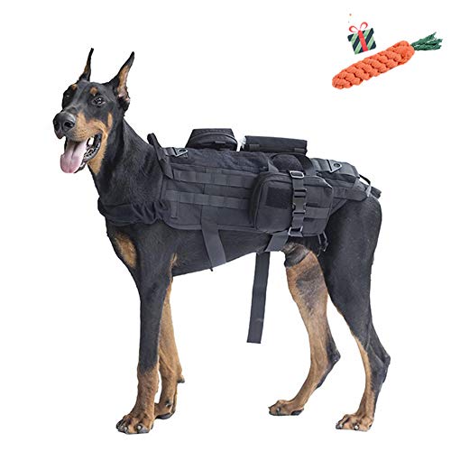 Enhome Service Hundeweste, taktisches Hundegeschirr, 1000D Heavy Duty Molle Weste Harness, Patrol Vest Packs (M,Schwarz) von Enhome